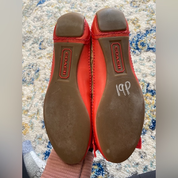 Coach Saundra Red leather flat - size 5 EUC - Picture 8 of 9